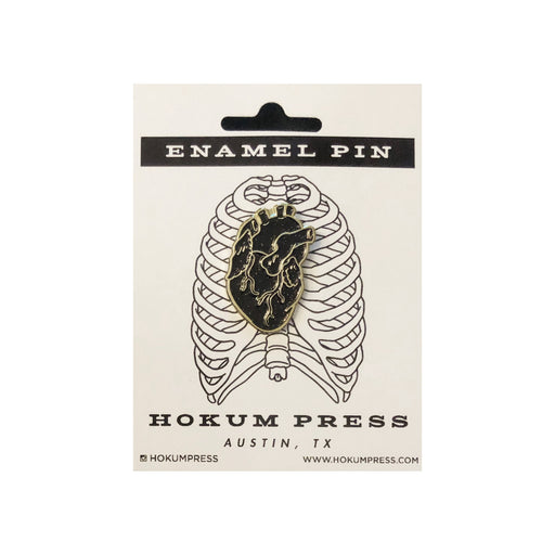 Black Glitter Heart Pin, Hokum Press
