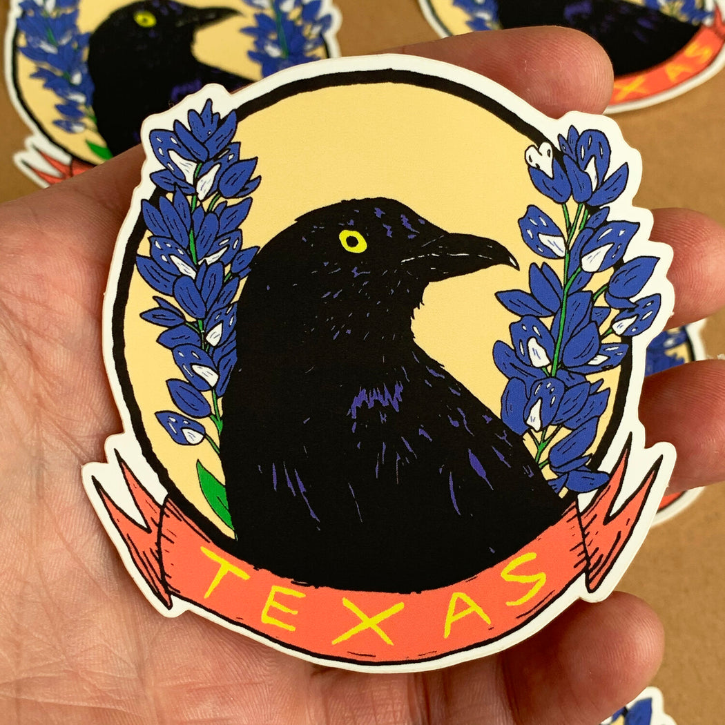 Texas Bluebonnet and Grackle Sticker