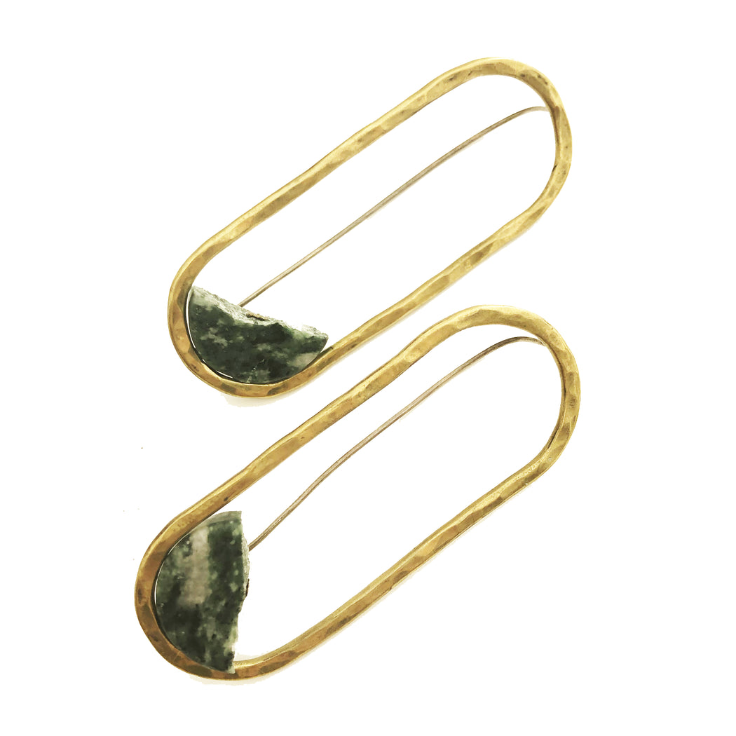 Broken Green Marble Earrings, Holly Bobisuthi